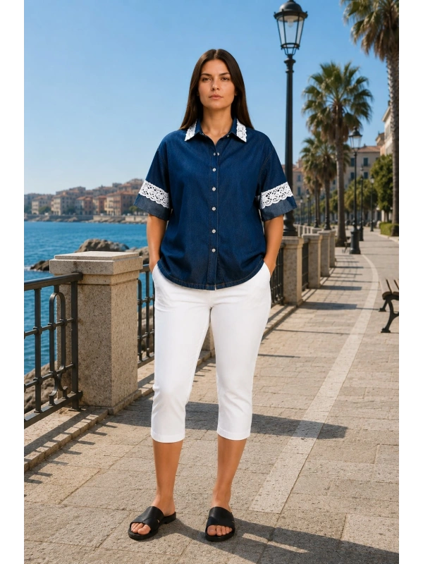 25150TU PANTALONE CAPRI TINTA UNITA