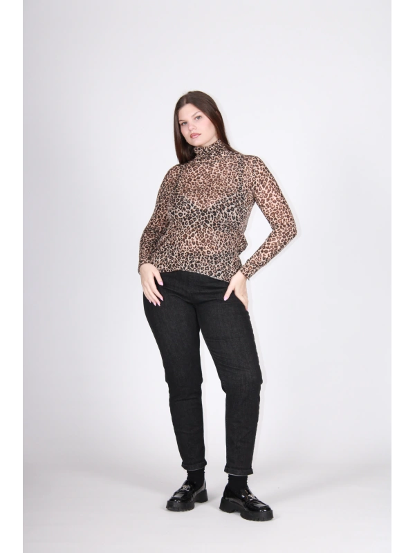 CASHMERE FANTASY 2 SPOTTED HIGH NECK SWEATER