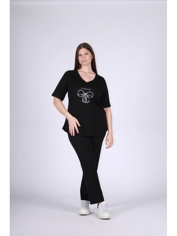 26026 T-SHIRT FIOCCO STRASS