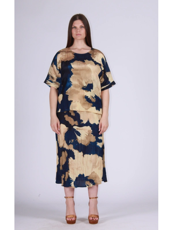 26166 PLEATED PATTERNED DRESS