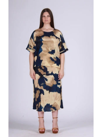 26166 PLEATED PATTERNED DRESS